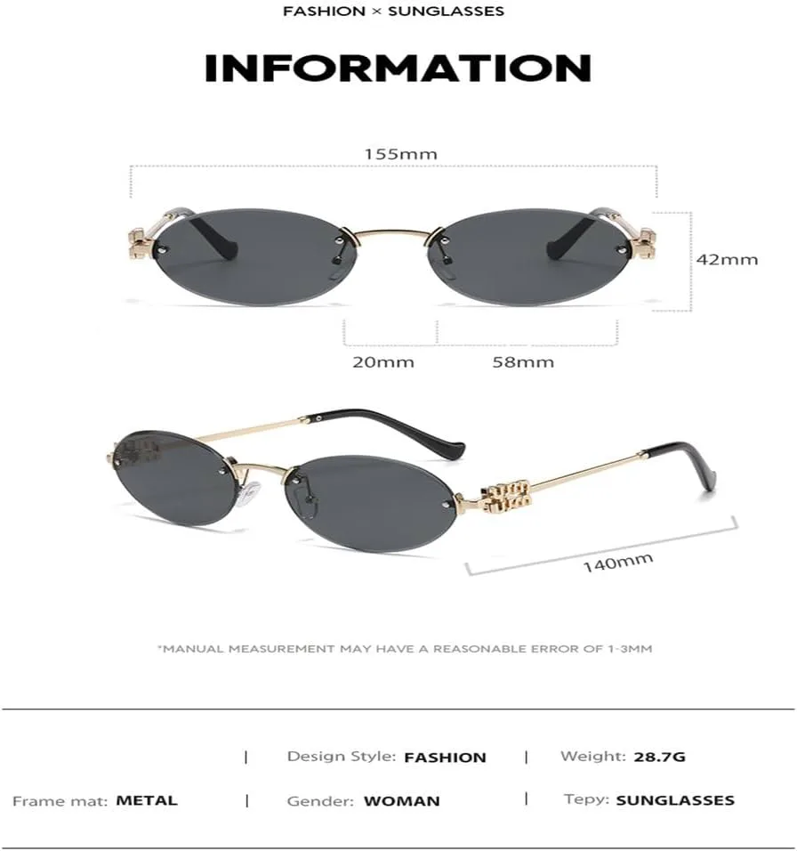 

Модные мужские и женские солнцезащитные овальные очки для летних путешествий с защитой от УФ-излучения UV400, без оправы, круглые модные очки KTUCN, Black C1