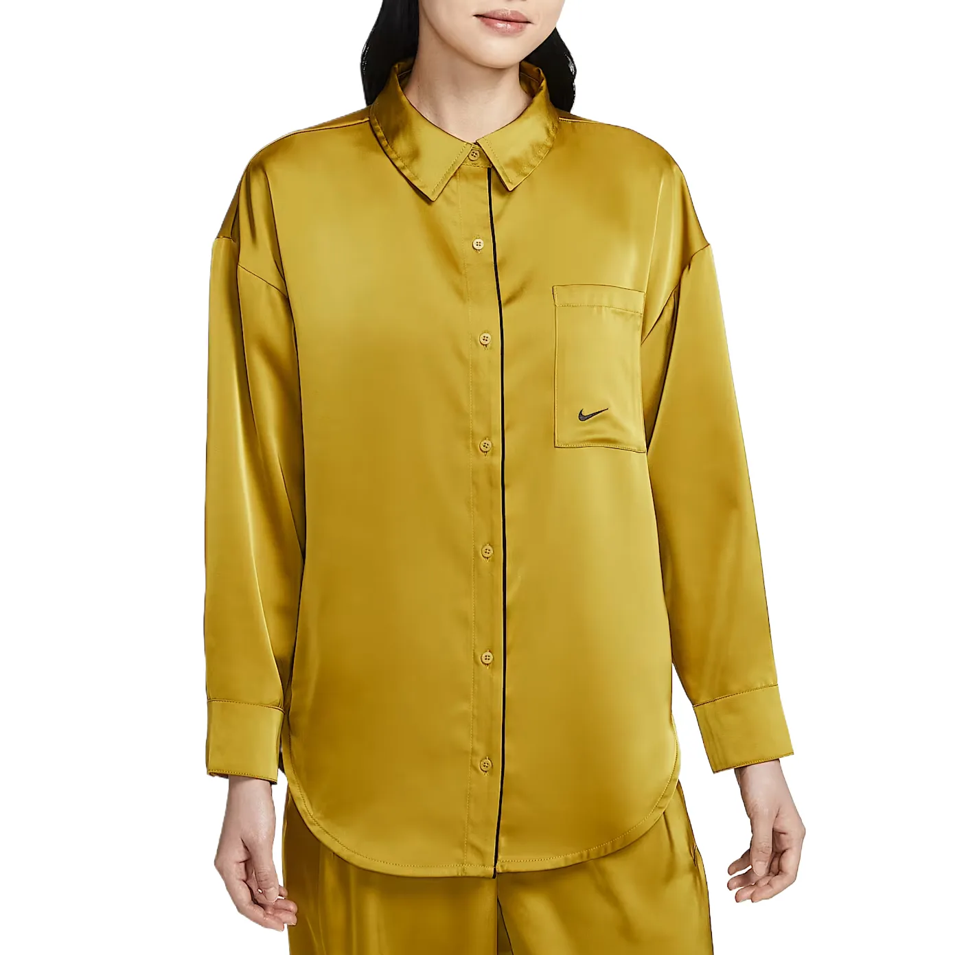 Nike Спортивная футболка для женщин Peat Moss Yellow/Black Lapel Moderate