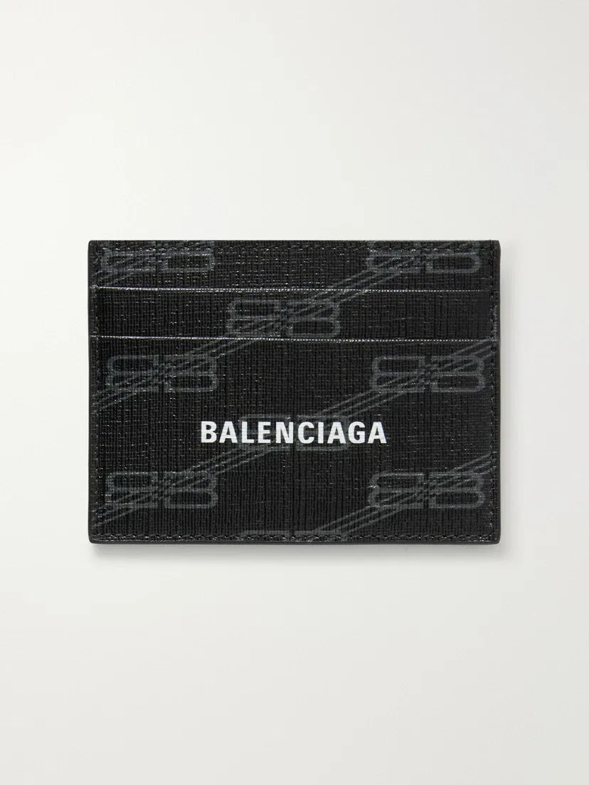 Визитница из канваса с покрытием и принтом BALENCIAGA, черный