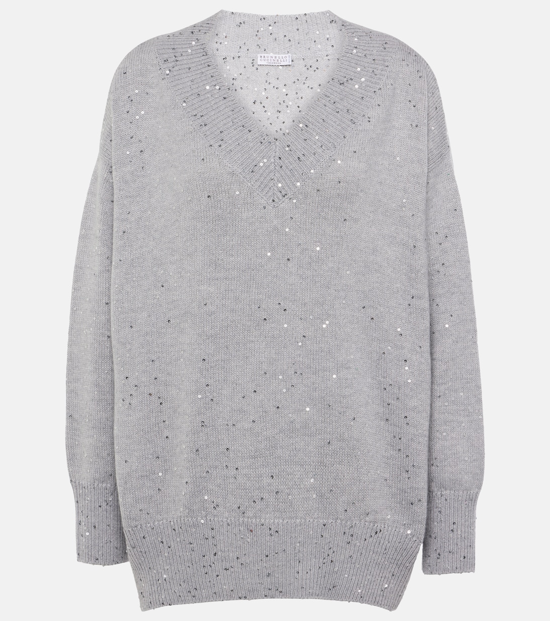 

Свитер из кашемира и шелка Brunello Cucinelli, серый