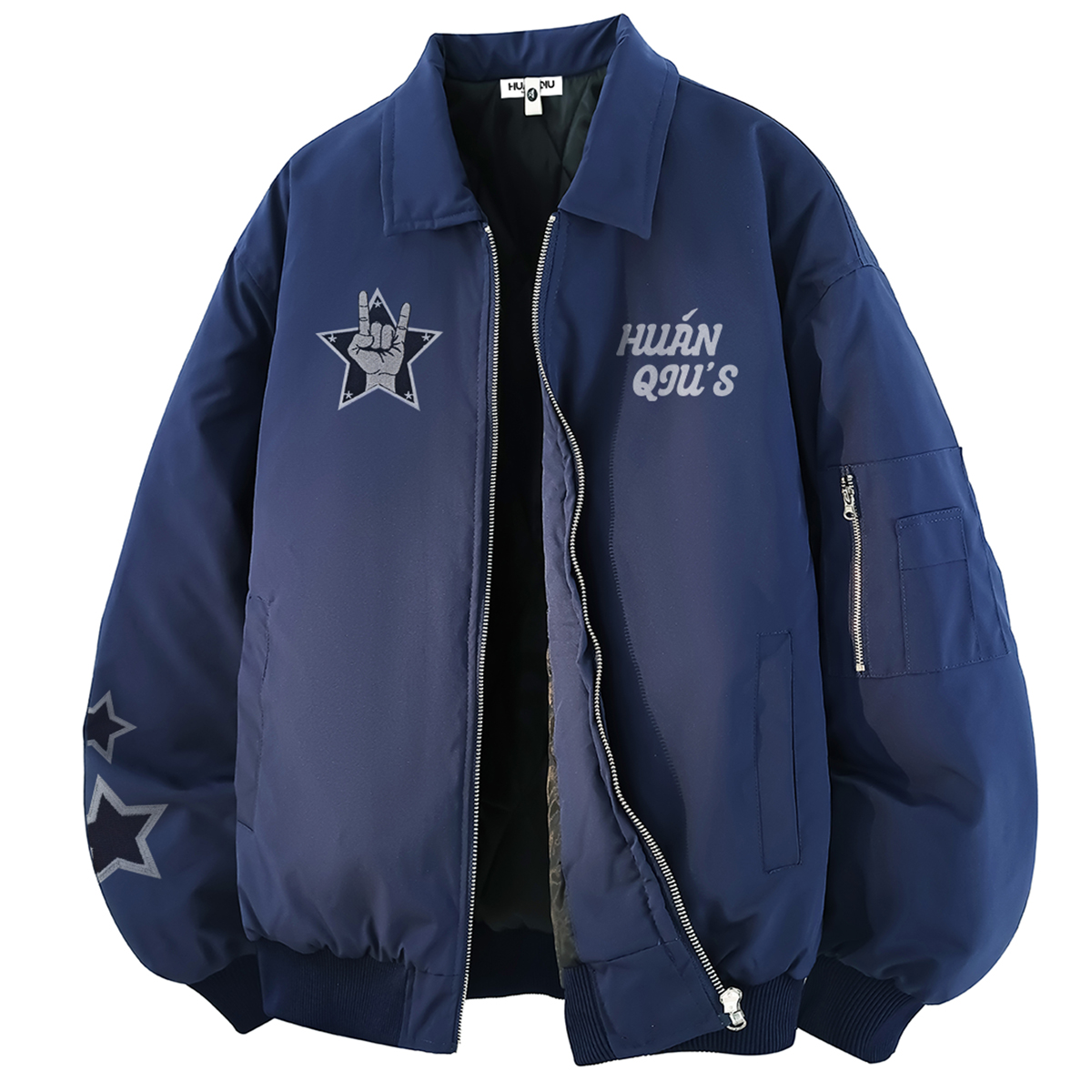 

Куртка Unisex Lapel Thickened HUANQIU, темно-синий[padded and thickened]