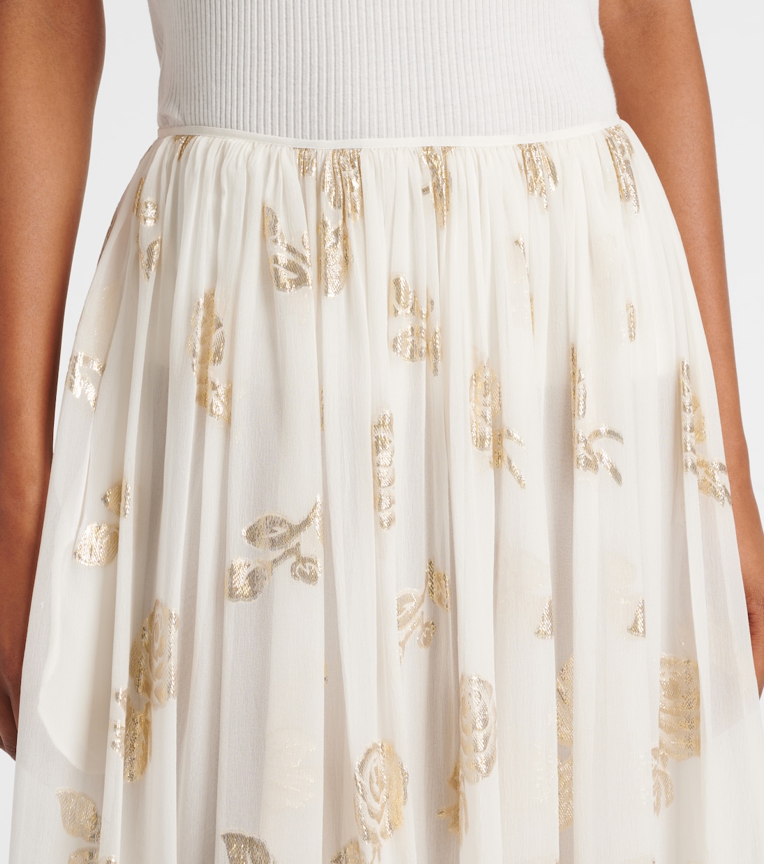 Юбка макси из муслина с цветочным жаккардом Chloé, Coconut Milk — фото 4