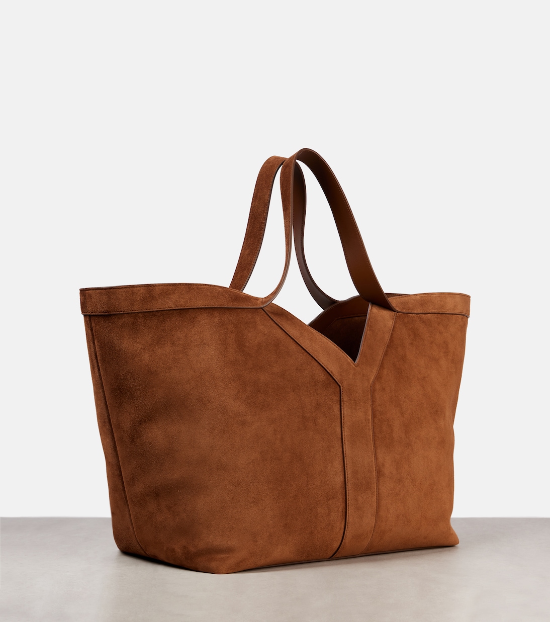 Сумка-тоут из замши Y Saint Laurent, Dark Caramel Cogn — фото 4