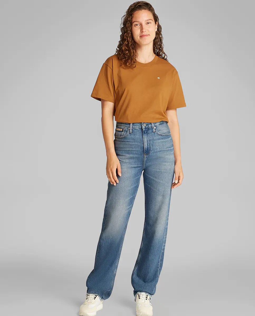

Джинсы Vaquero для женщин, прямые, с высокой посадкой Calvin Klein Jeans, синий