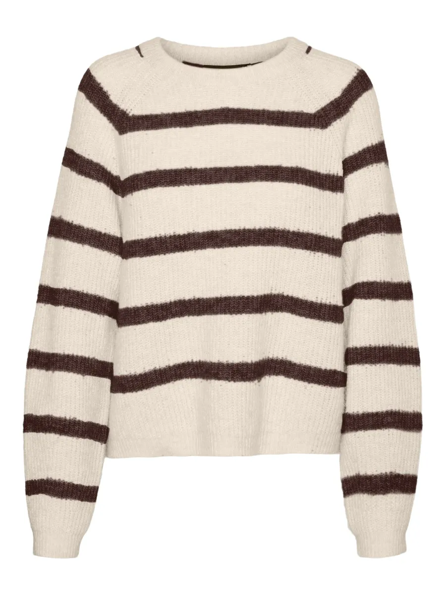 

Вязаный свитер Vero Moda "VMASTA LS O-NECK PULLOVER GA NOOS", цвет Birch Stripes:Bracken