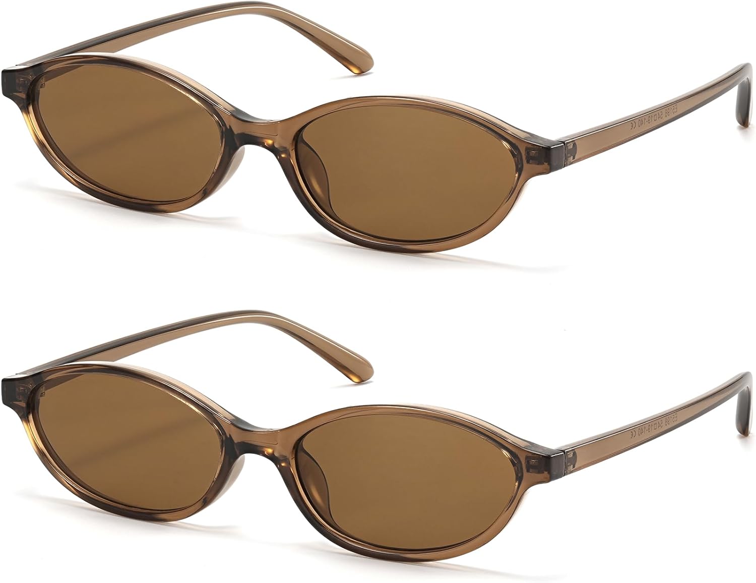 

Ретро-солнцезащитные очки овальной формы «кошачий глаз» для женщин, маленькие, в стиле Y2K, тонкие, узкие, со 100% защитой от УФ-излучения, легкие, винтажные солнцезащитные очки 90-х ViewJoy, Brown 2 Pack