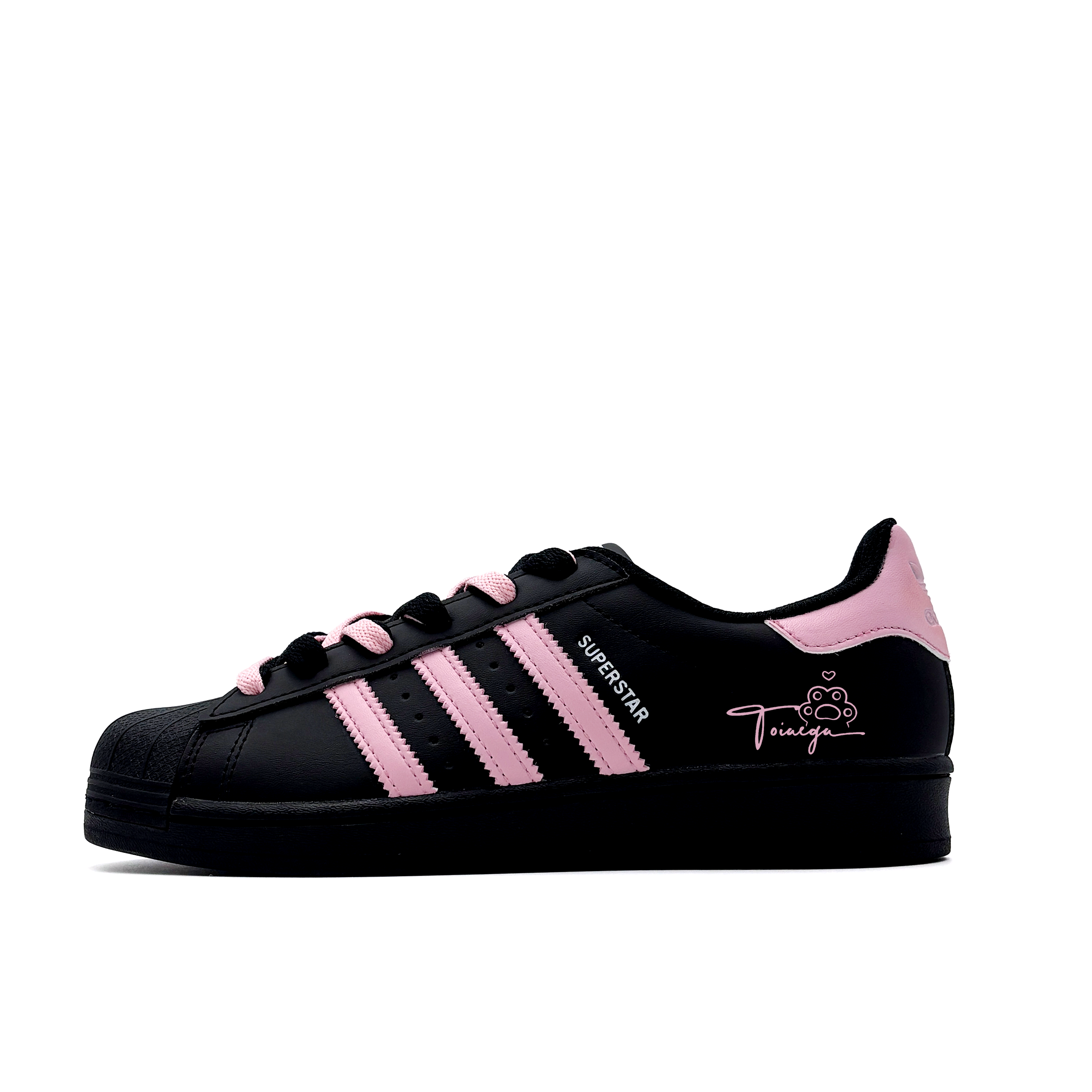 

Adidas Originals Superstar 2 Cute Paw Abrasion Resistant Low top Кроссовки для скейтбординга Black Pink для подростков