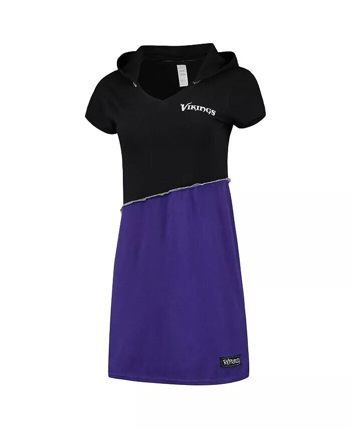 

Женское черно-фиолетовое мини-платье с капюшоном Minnesota Vikings Refried Apparel