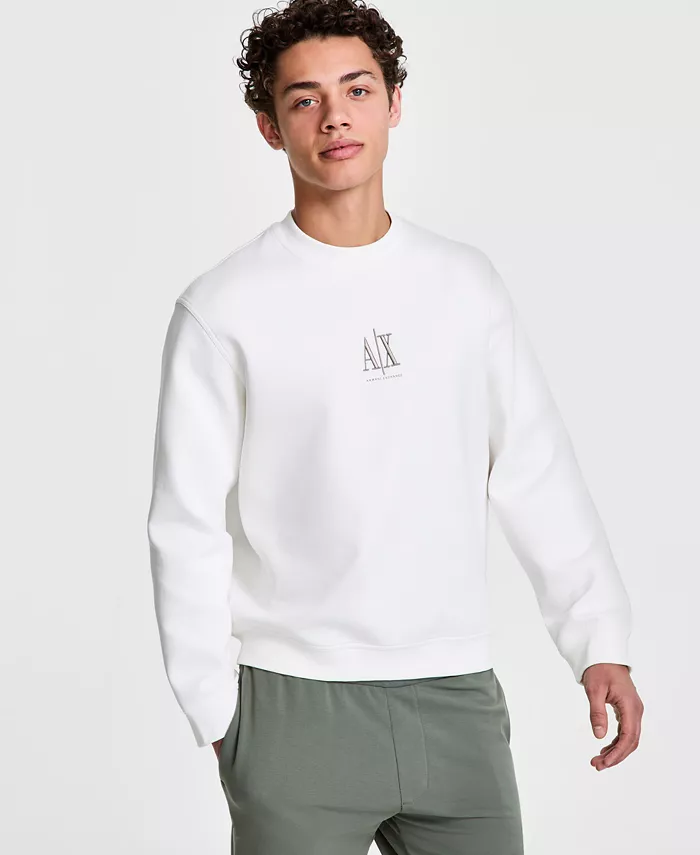 

Мужской свитшот с вышитым логотипом A|X Armani Exchange, коричневый/бежевый