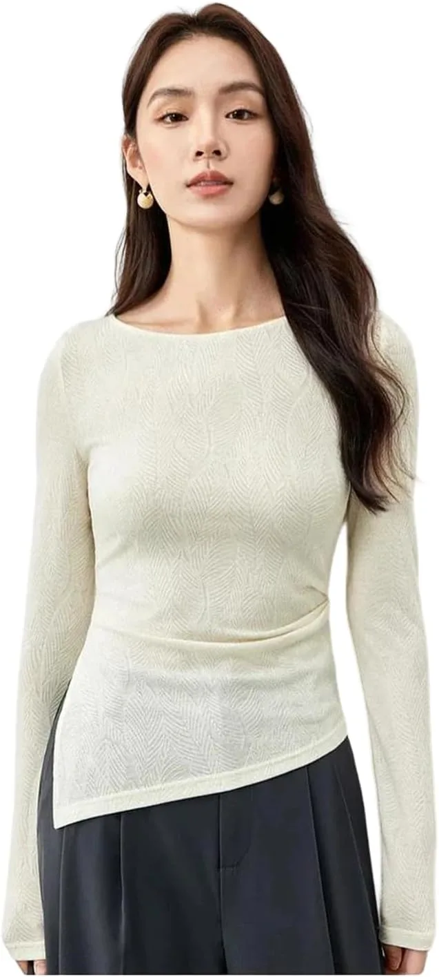 

Женская футболка Slim Fit с круглым вырезом и разрезом по низу