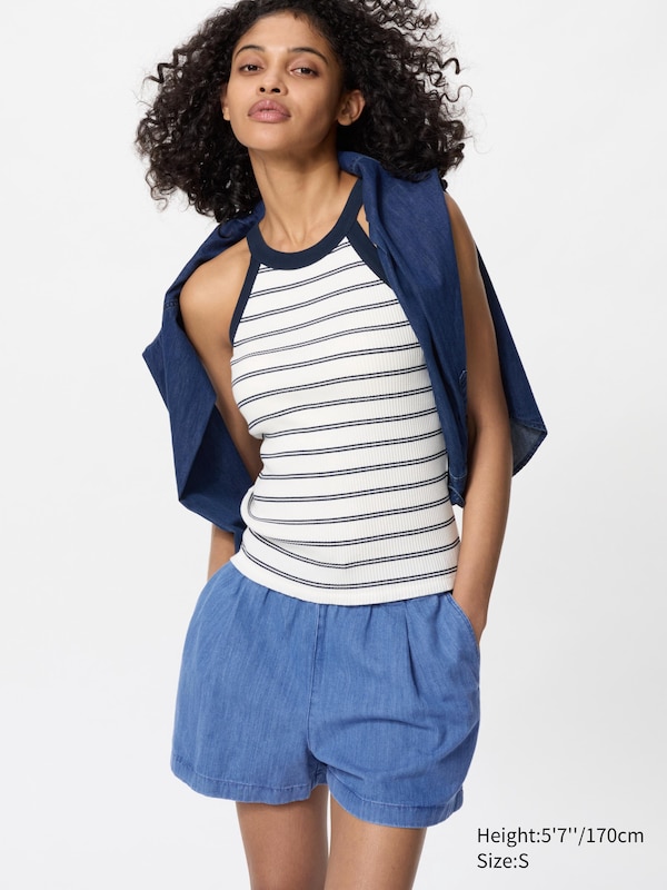 

Легкие шорты из хлопка (джинсовая ткань) Uniqlo, синий
