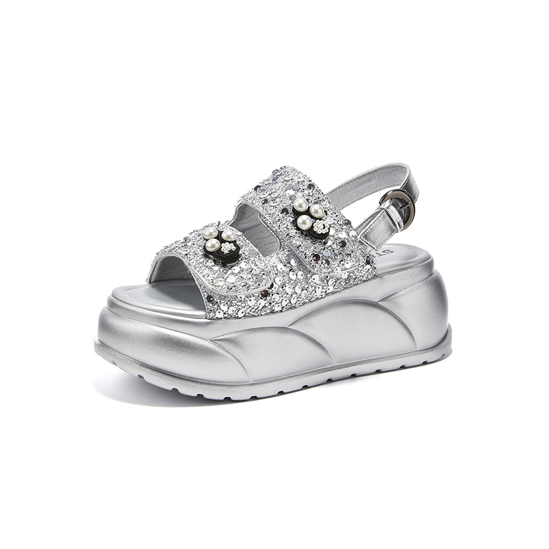 ST&SAT Женские сандалии на одной застежке серебристые, цвет Silver — фото 3