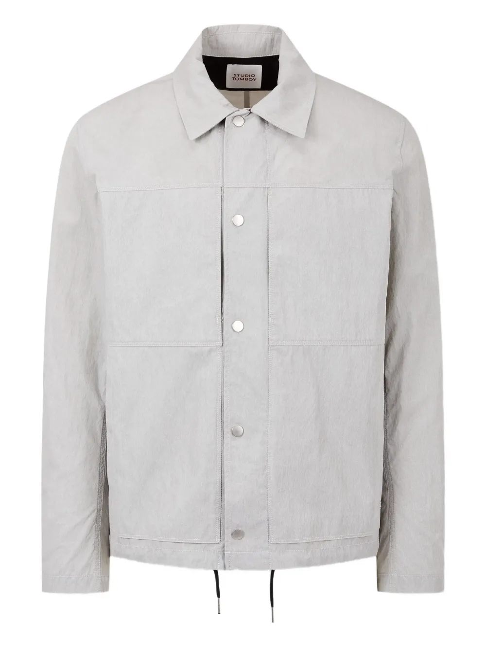 

Куртка-рубашка с карманами и завязками на шнурке STUDIO TOMBOY, серый