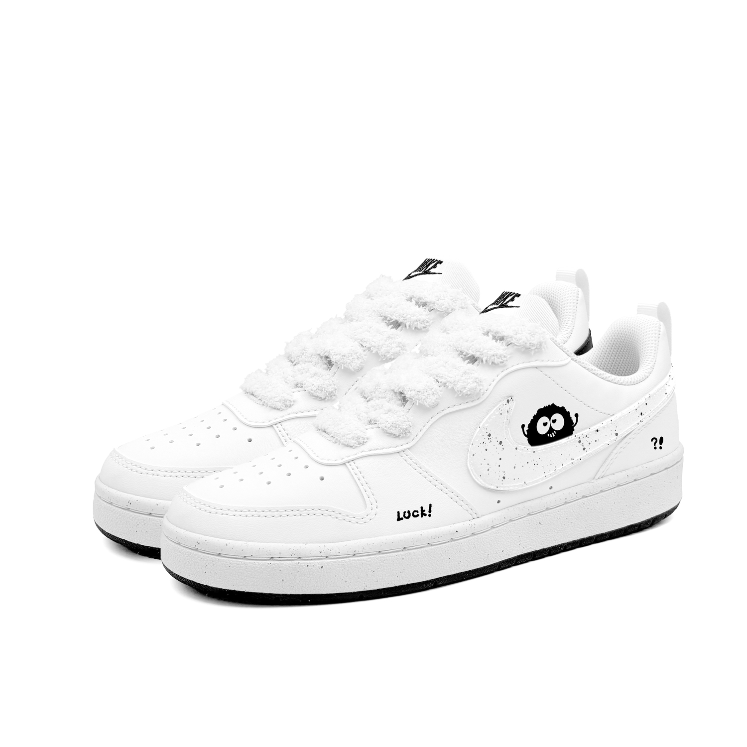 Nike Court Borough White Fleece Coal Baby Synthetic Leather Abrasion Resistant Low top Skateboard Shoes Black White — фото 4