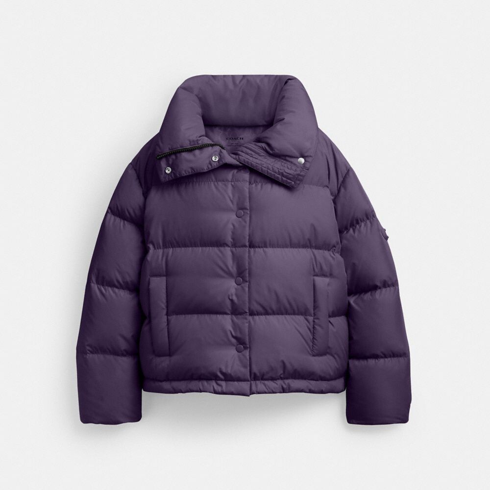 

Короткий пуховик COACH, цвет eggplant