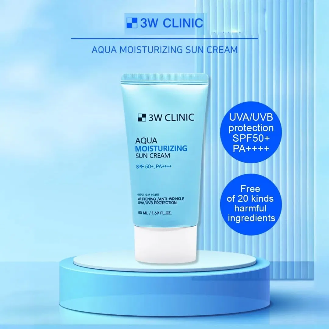 Крем солнцезащитный увлажняющий 3W Clinic Aqua Moisture Sun Cream SPF50+ PA++++ 50 мл Ekel