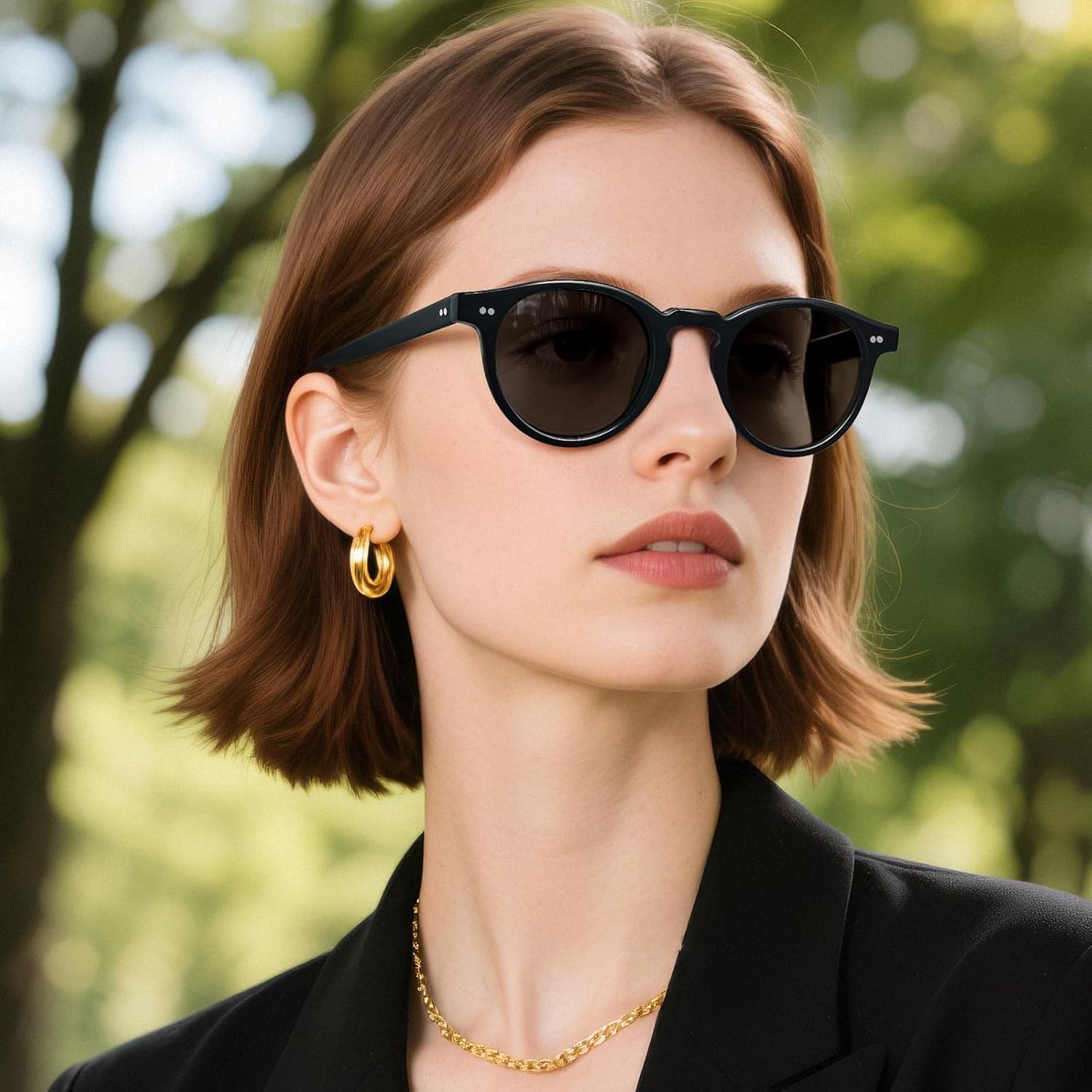 

Солнцезащитные очки AVAWAY для женщин и мужчин, маленькие, поляризованные, с круглой оправой из ацетата, защита от УФ-излучения UV400, для вождения, отдыха, летних прогулок, A3: Black / Grey Lens