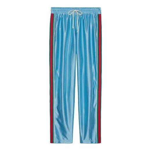 

Спортивные брюки Gucci Shiny Jersey Jogging Pant With Web 'Azure', синий