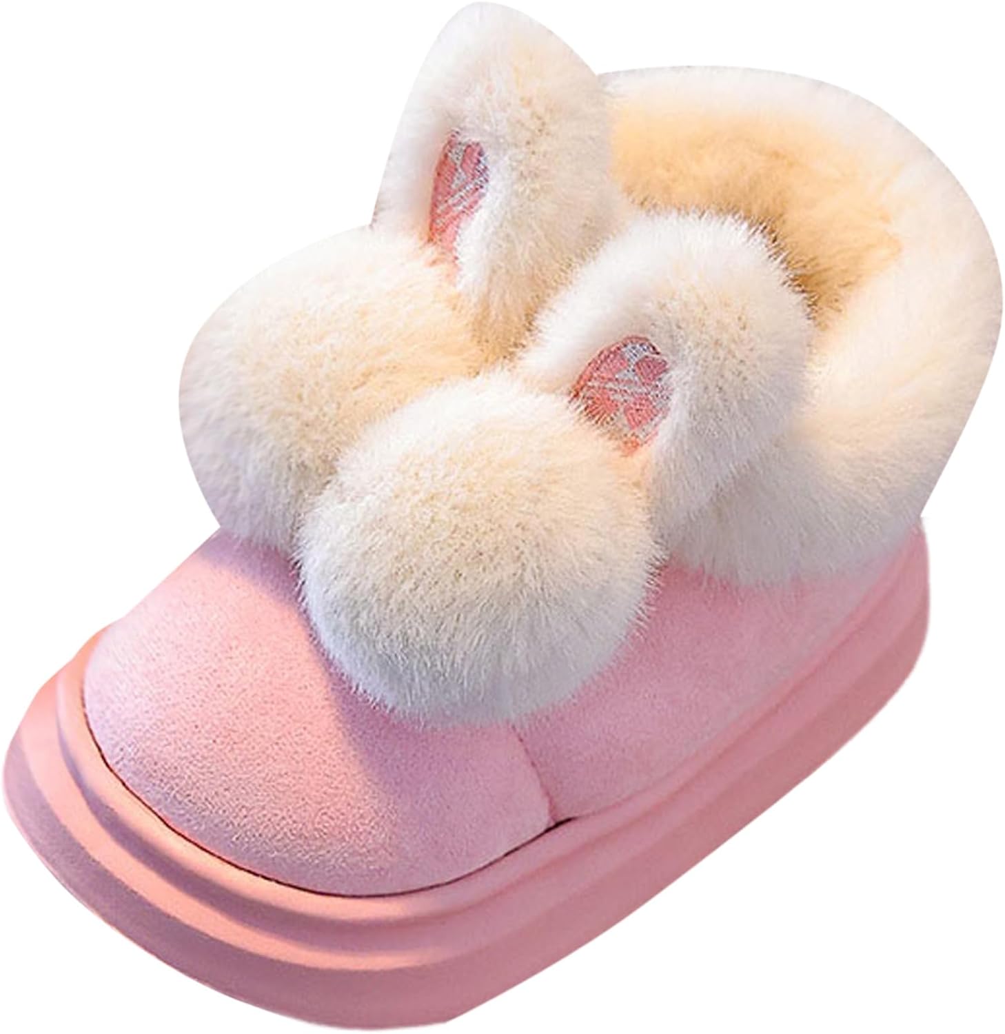 

Зимние теплые тапочки для малышей IWIHMIV для девочек, удобные нескользящие милые туфли для мальчиков, плюшевые домашние тапочки, розовый