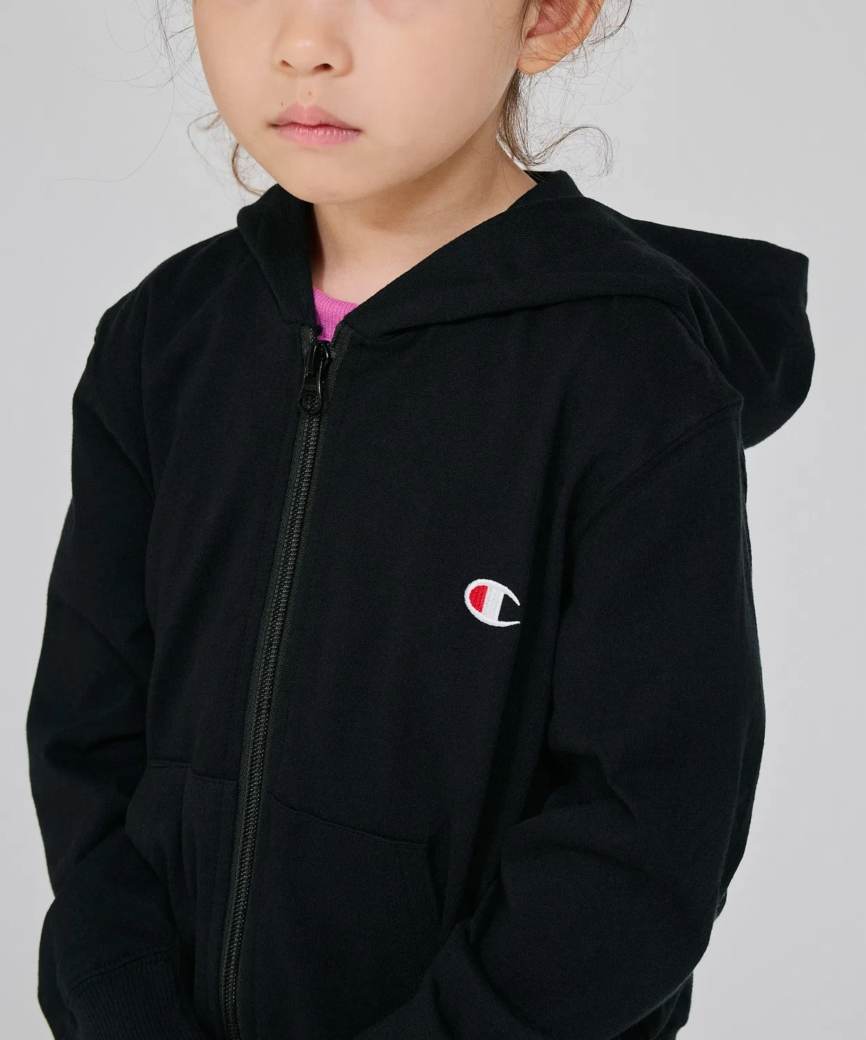 Детская кофта на молнии Champion Basic из хлопка, серая — фото 2