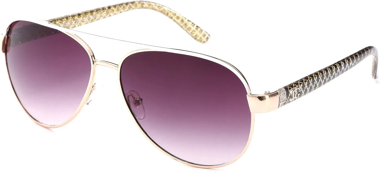 

Newbee Fashion - Большие солнцезащитные очки-авиаторы с защитой от УФ-излучения, металлический корпус, новая модель Newbee Fashion Sunglasses, 9440 White/Gold