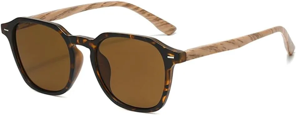 

Солнцезащитные очки в стиле ретро с заклепками, квадратной формы, для мужчин и женщин, с отделкой под дерево, защита от ультрафиолета UV400 UJNHGQ, Matte Leopard Tea