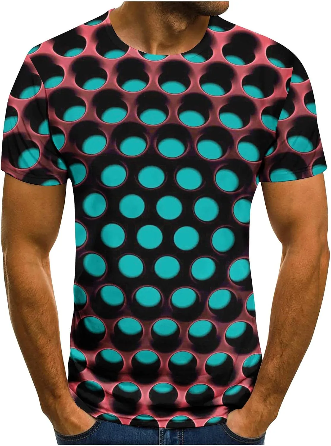 

Футболка с оптической иллюзией для мужчин, короткий рукав, 3D принт Sdeycui