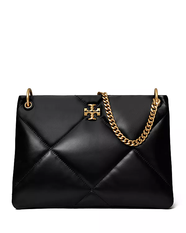 

Маленькая кожаная сумка через плечо Kira с ромбовидной стежкой. Tory Burch, черный