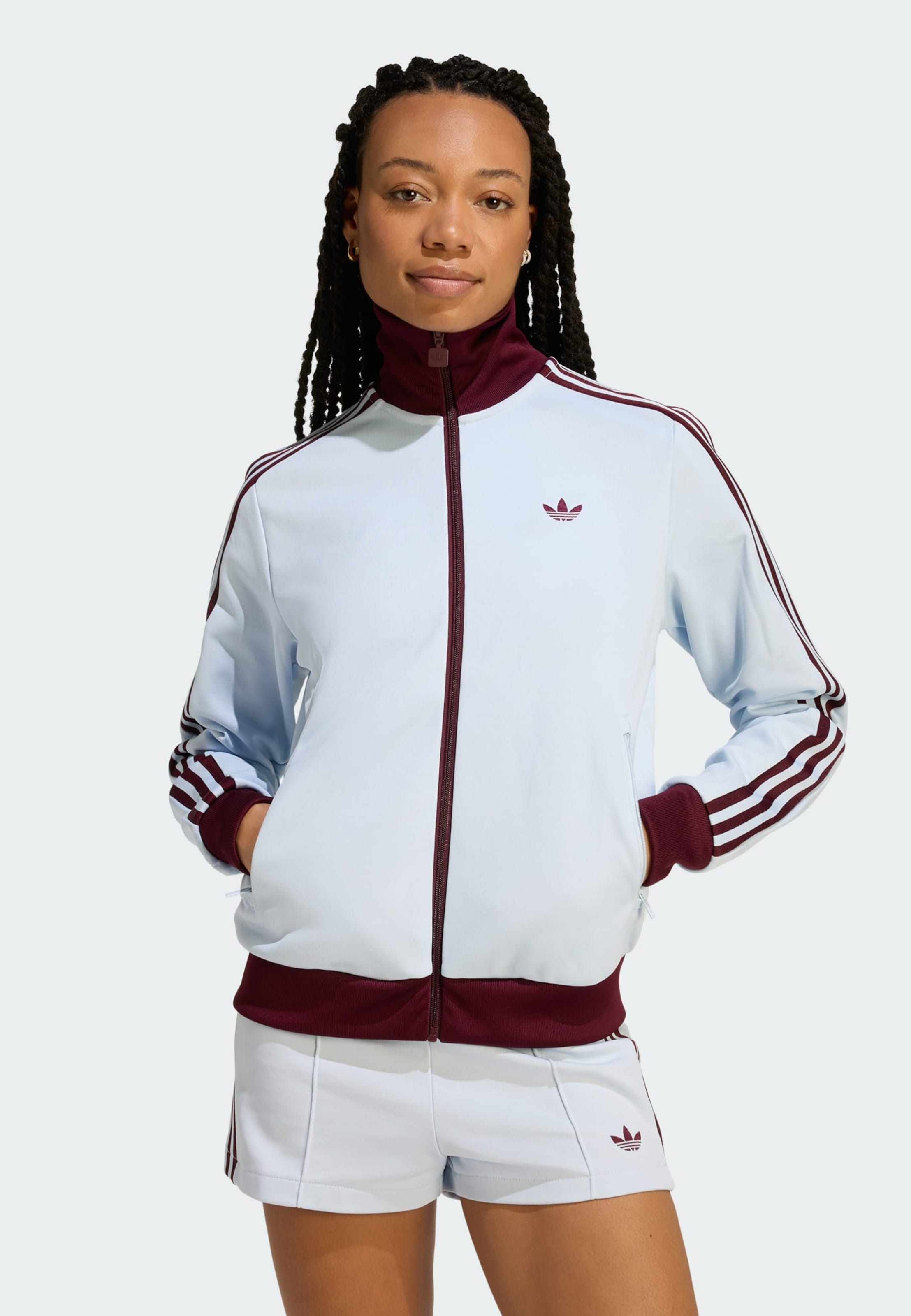 Adidas Originals Толстовка с молнией 'Classic' в светло-голубом цвете — фото 2