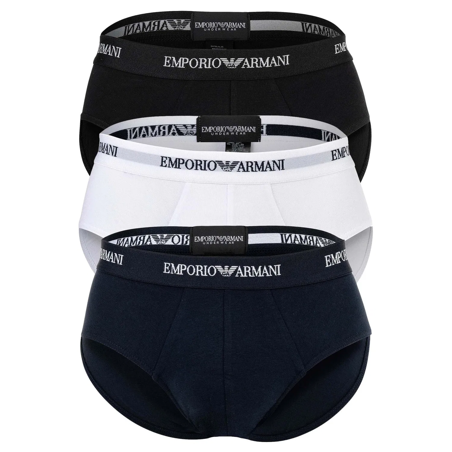 Слипы 3er Pack из хлопка Emporio Armani, белый/синий/черный