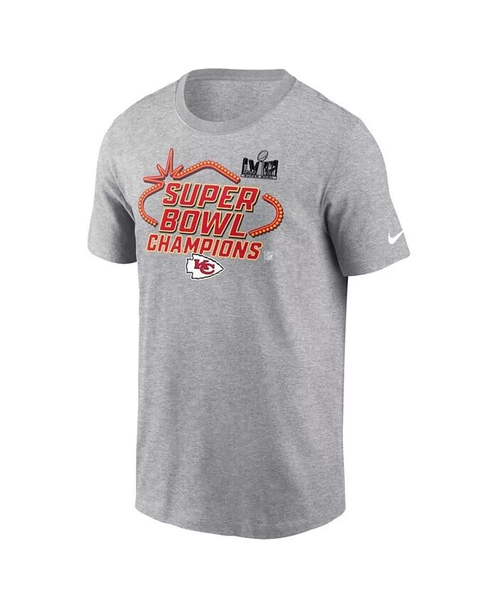

Футболка мужская Heather Charcoal Kansas City Chiefs Super Bowl LVIII Champions Locker Room Trophy Collection Nike