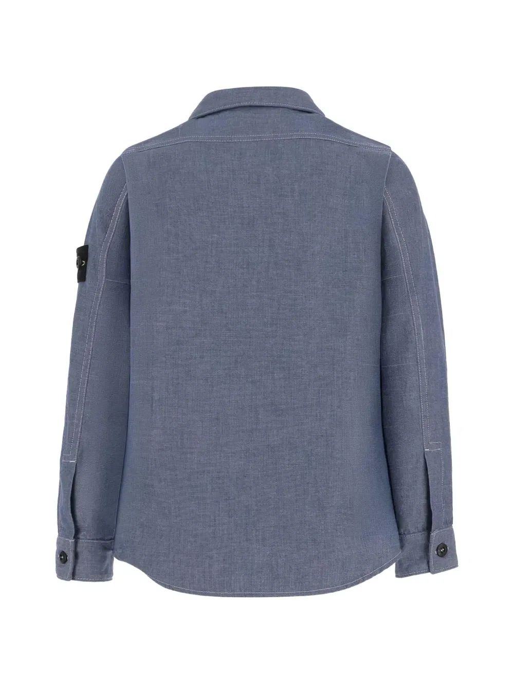 Рубашка с нагрудным карманом и деталью в виде значка Stone Island Junior, синий — фото 2