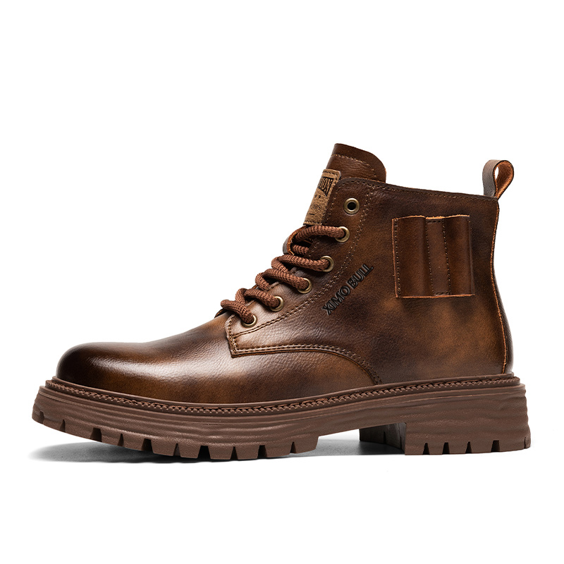 

XIMO BULL Мужские ботинки Martin черно-коричневые красно-коричневые, цвет Red Brown
