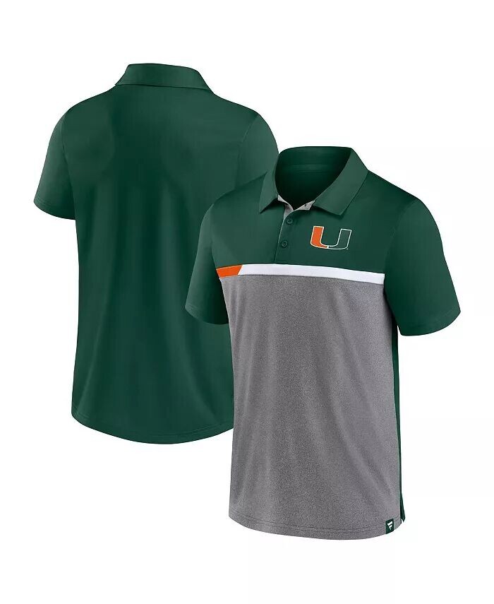 

Мужская рубашка-поло Miami Hurricanes цвета «охотничий зеленый/серый» с раздельными блоками Fanatics