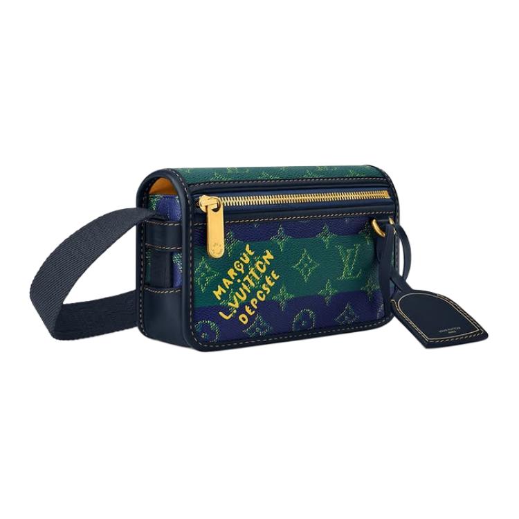 LOUIS VUITTON Миниатюрный мужской синий кроссбоди из монограммированного прорезиненного полотна — фото 3