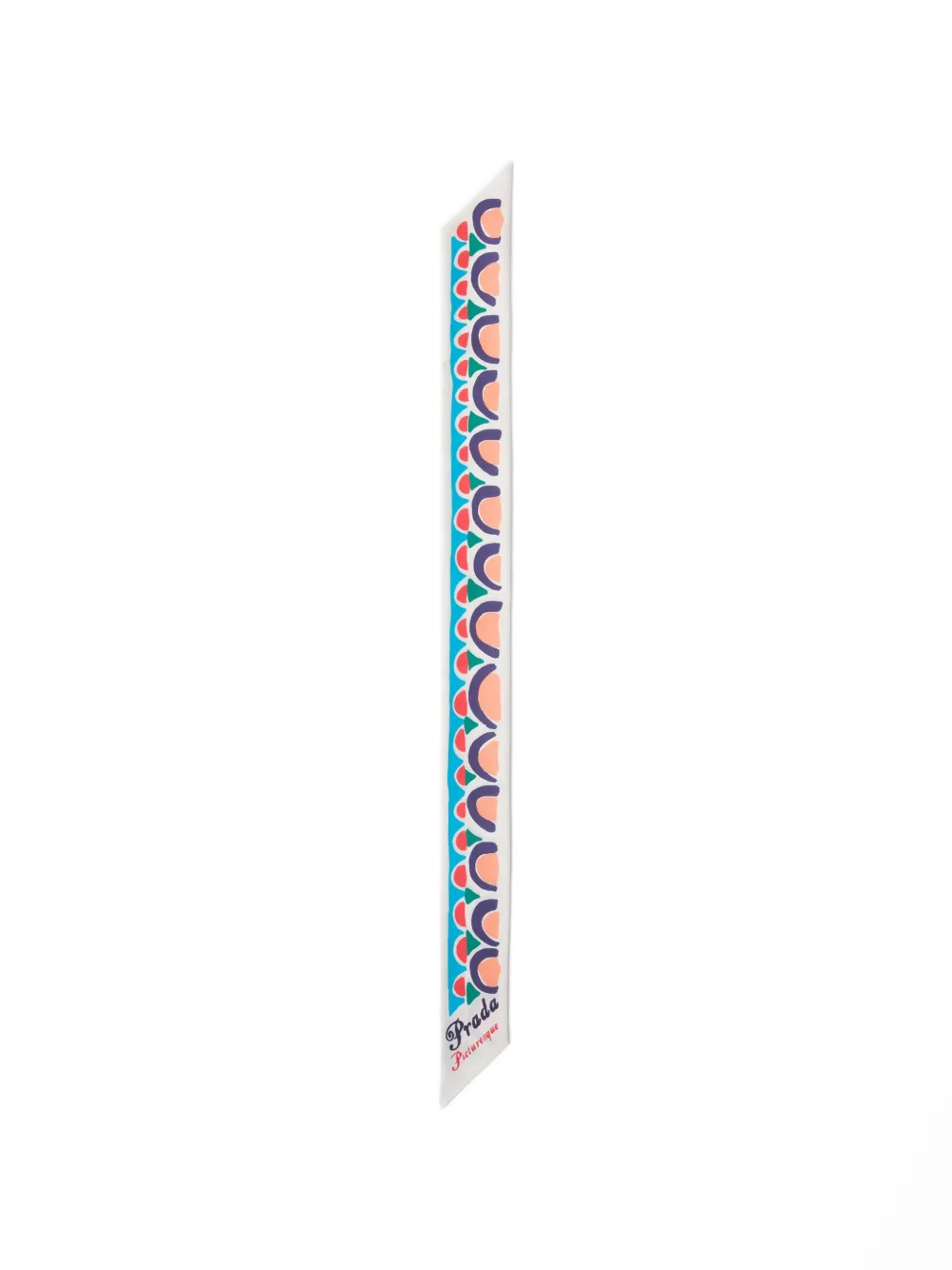 

Узкий шарф из шелкового твила с принтом Prada, бежевый