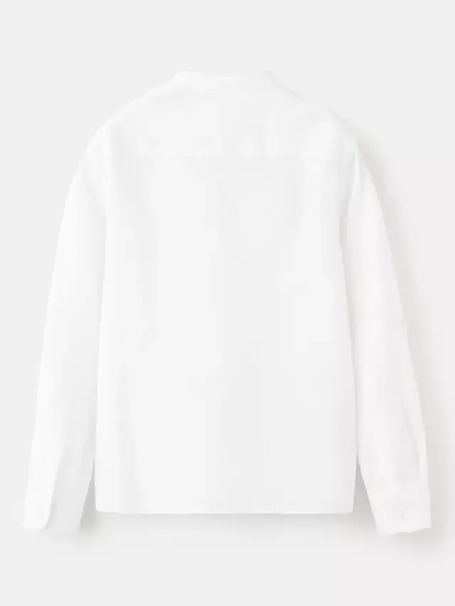 Детская рубашка с длинными рукавами Camisa из льняной смеси, белая Mango — фото 2