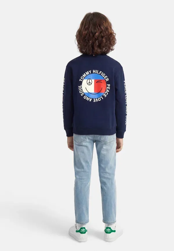 Толстовка Tommy Hilfiger Adaptive smiley flag logo terry sweatshirt, темно-синий — фото 2