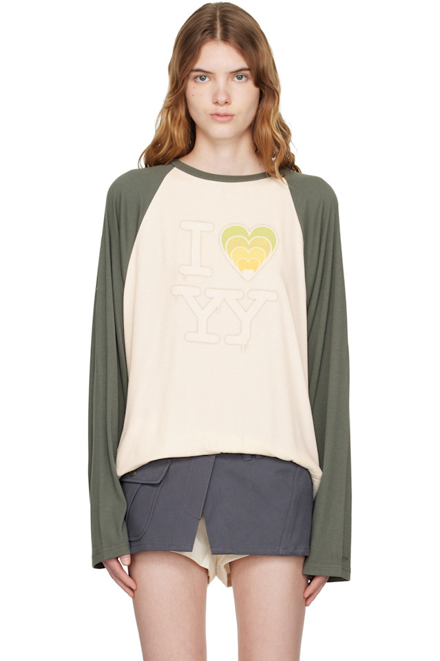 

Open Yy Белая футболка-реглан с надписью «i love yy»