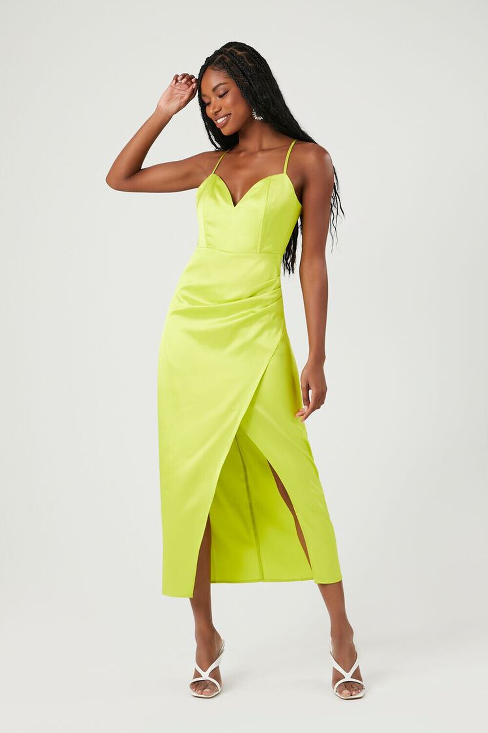 

Платье макси на бретельках с тюльпановым краем Forever 21, зеленый