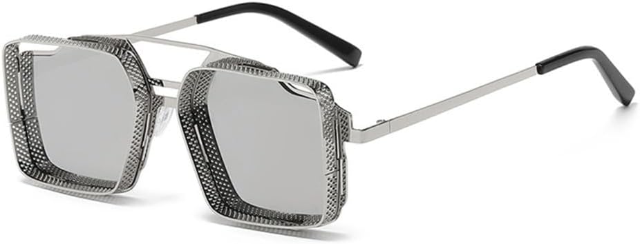 

Женские солнцезащитные очки, солнцезащитные очки в стиле стимпанк, металлические солнцезащитные очки, ретро-очки, мужские солнцезащитные очки с защитой от УФ-излучения UV400, очки с двойной перемычкой LANGSER, Silver Silver