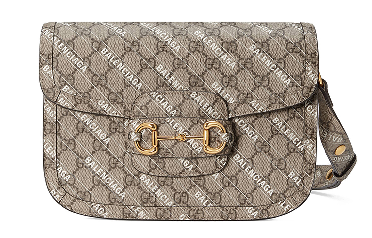 

Balenciaga Collaboration Horsebit 1955 кожаная седельная сумка, сумка через плечо, кроссбоди маленькая унисекс ebony GUCCI, basic set (bag+dust bag)
