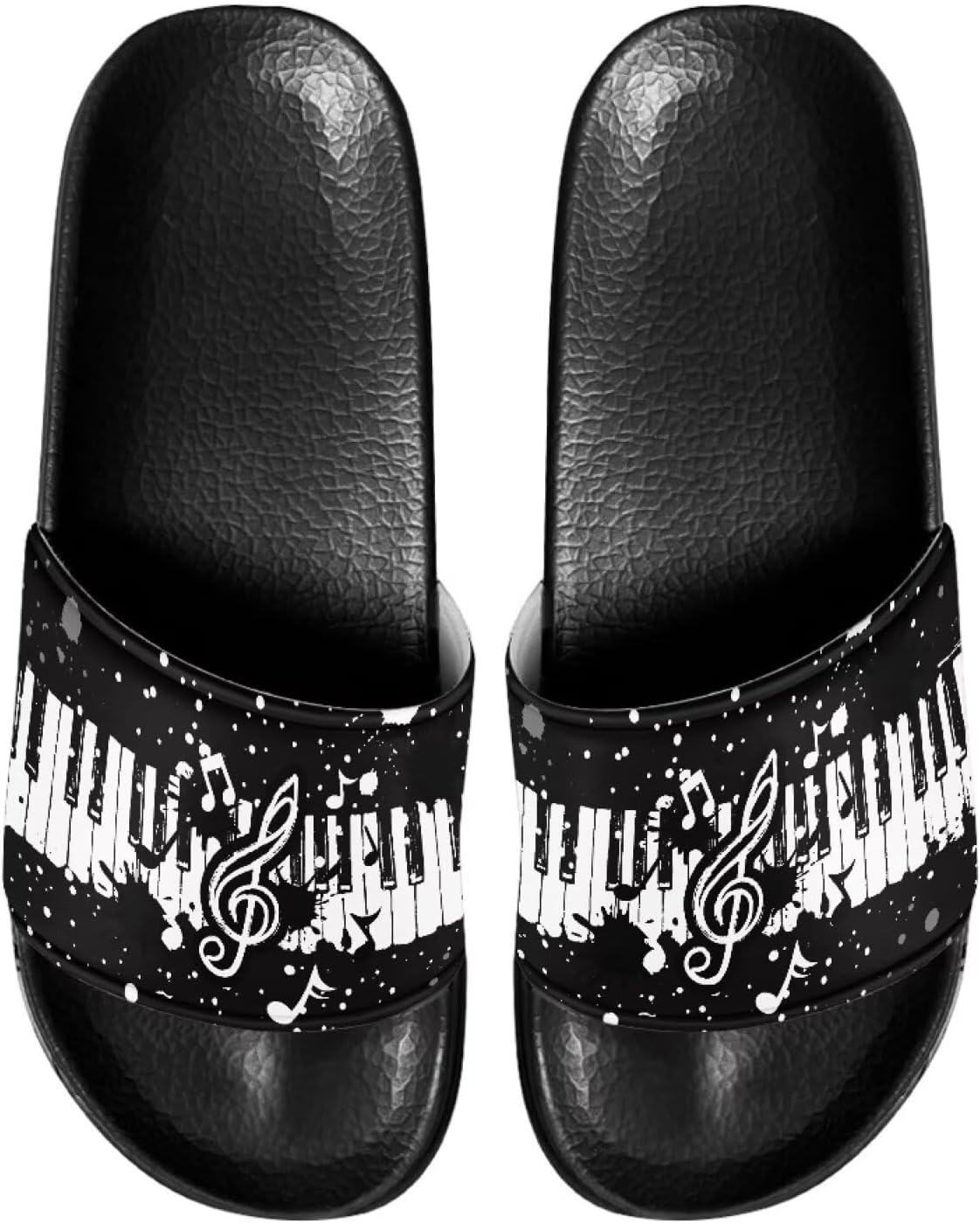 

Милые шлепанцы для женщин, удобные, быстро сохнущие, на плоской подошве, для пляжа и душа Judentidos, Piano Keys Music Notes