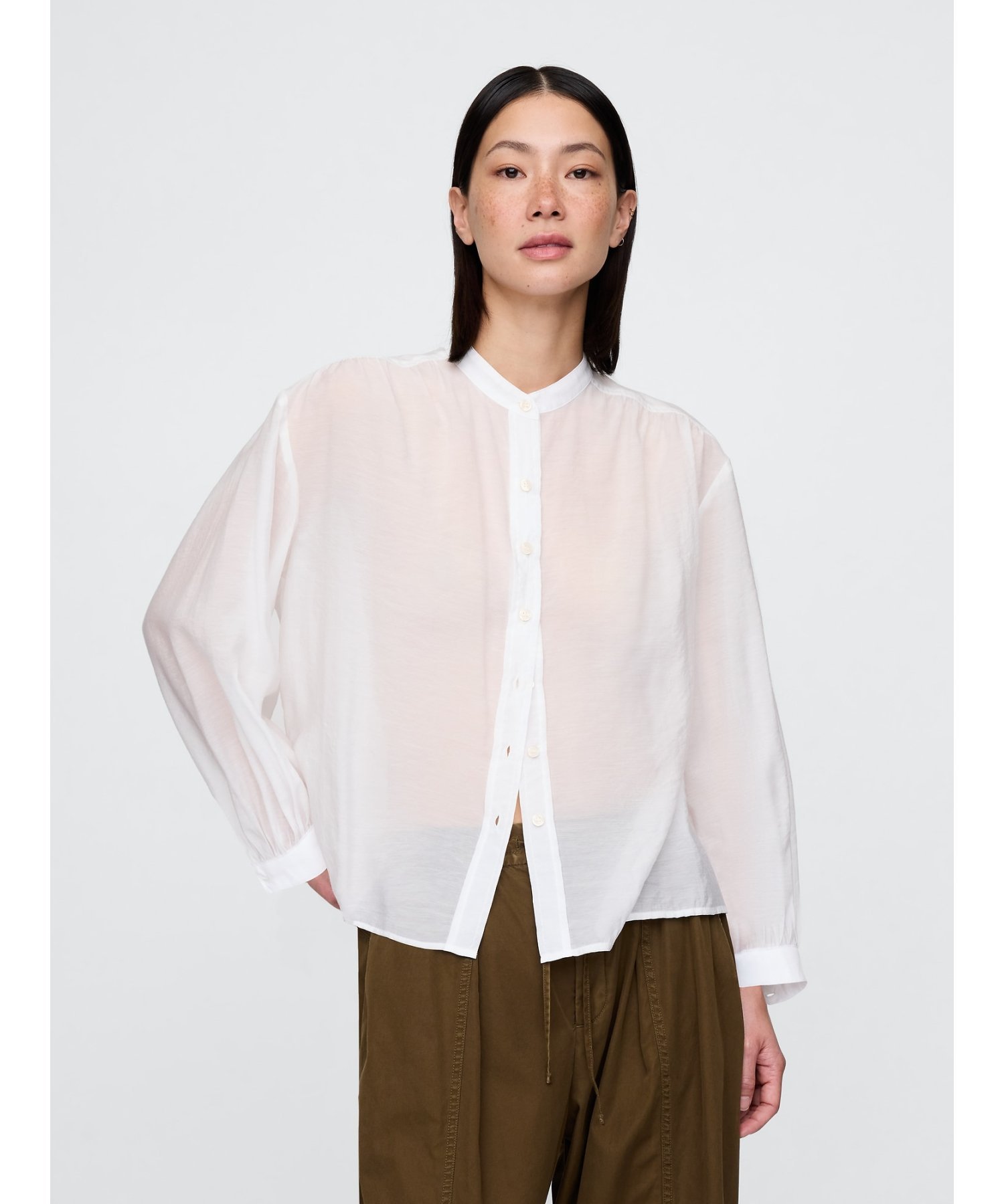 (W) Прозрачная рубашка на пуговицах спереди GAP, NEW_OFF_WHITE