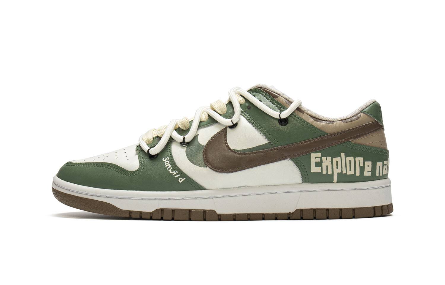 

Кроссовки Nike Dunk Skateboarding Shoes Men Low-top Green/Brown/White, зеленый