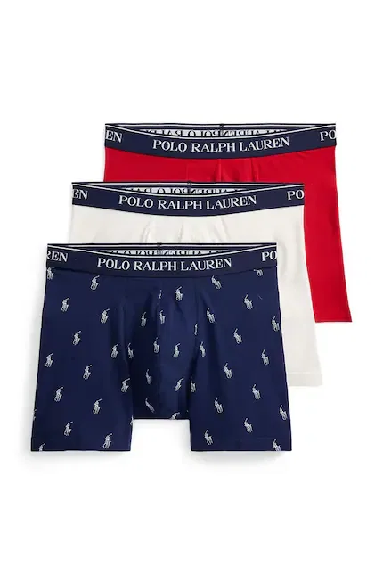 Боксеры из хлопка с эластаном 3 шт Polo Ralph Lauren, синий