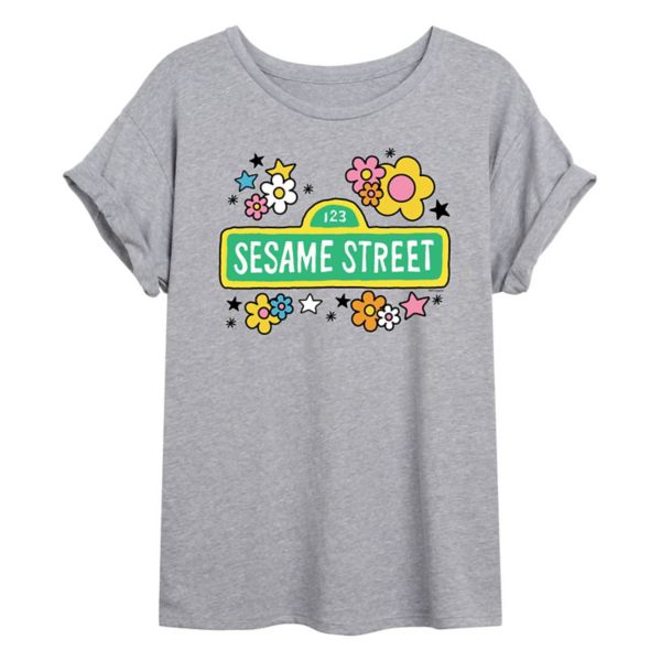 

Винтажная оверсайз футболка для подростков с принтом Sesame Street Licensed Character, серый