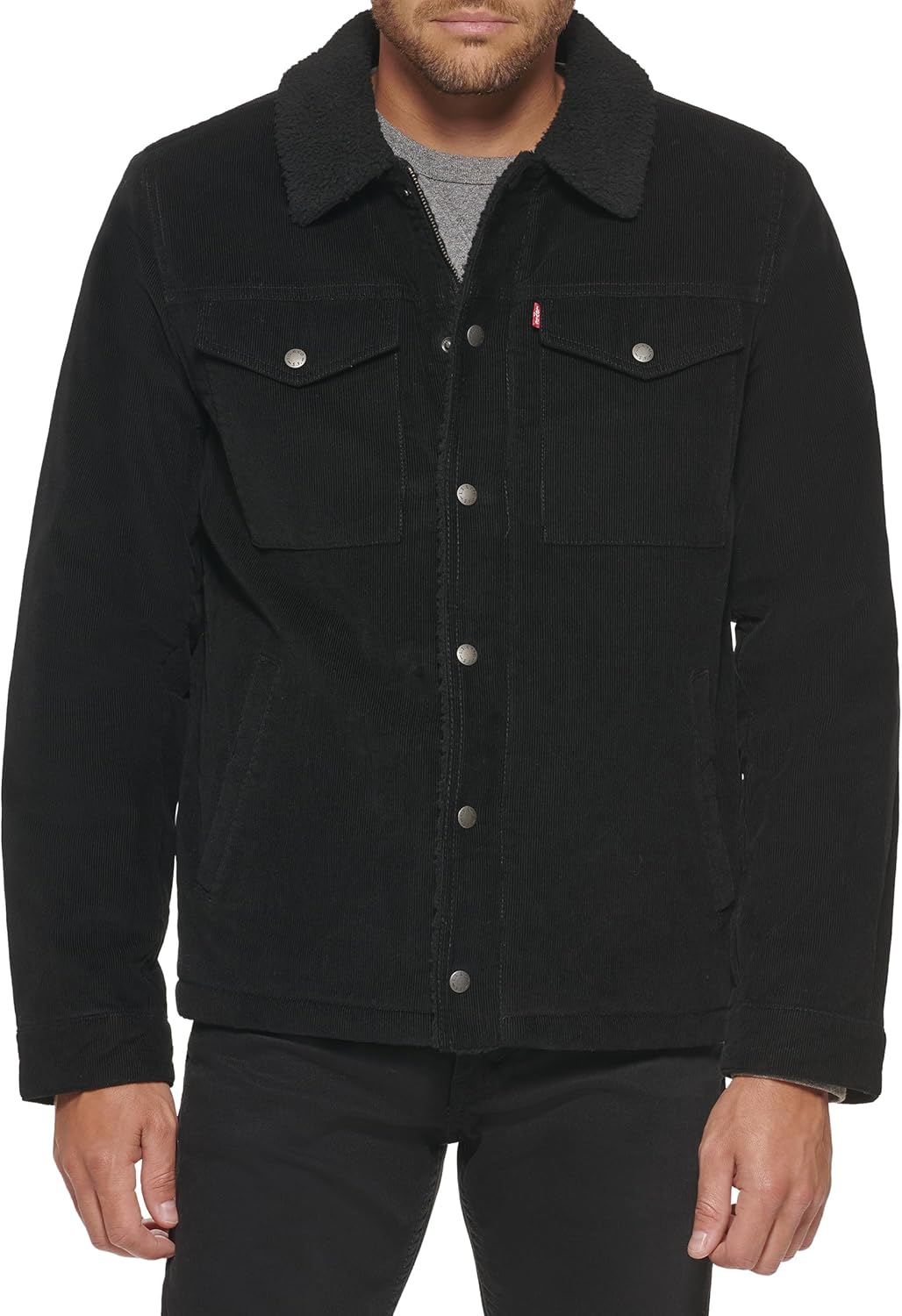 Мужская вельветовая куртка Levi's с подкладкой из шерпы (стандартные размеры, большие и высокие), Black Corduroy