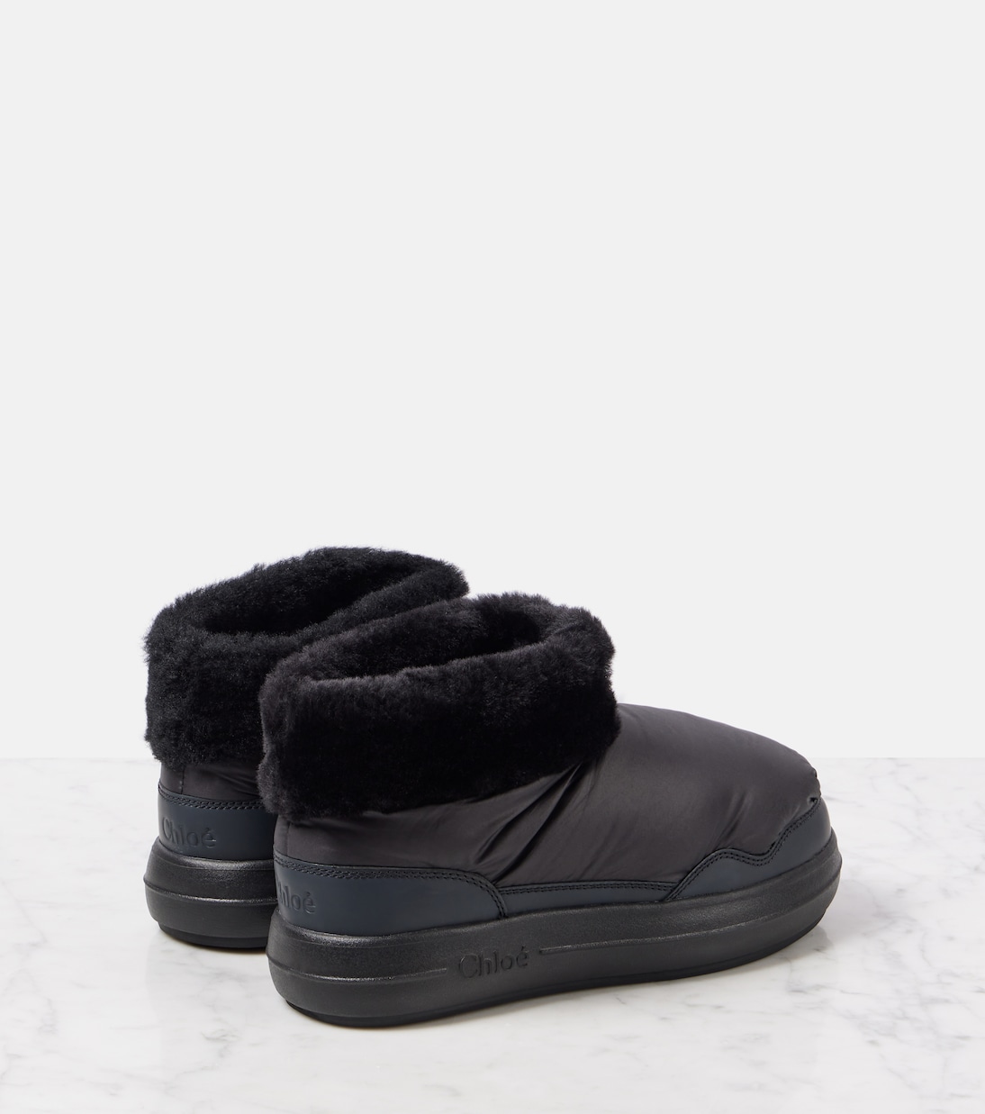 Ботильоны Polar с отделкой из искусственной овчины Chloé, черный — фото 2