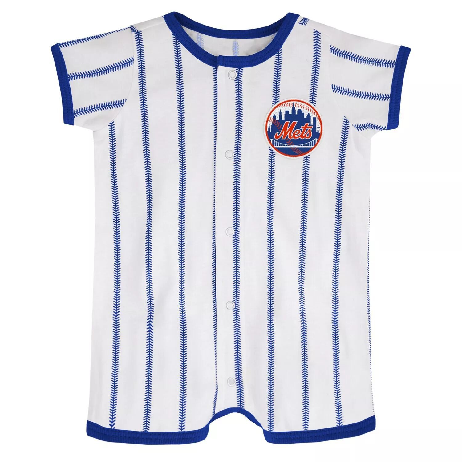 

Белый комбинезон в тонкую полоску для младенцев New York Mets Power Hitter Outerstuff